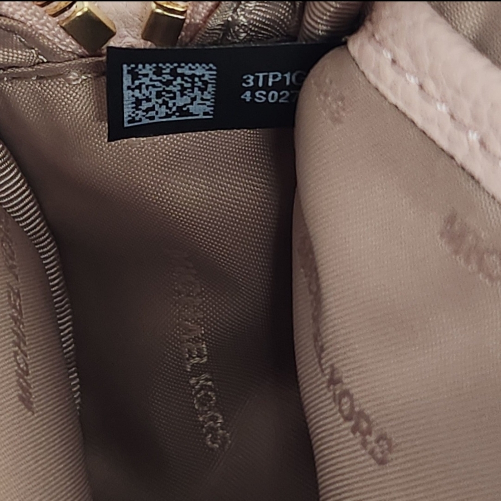 Michael Kors Pebbled Leather Canteen Crossbody Purse Blush Light Pink Gold Round - Picture 12 of 12